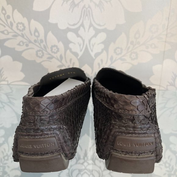LOUIS VUITTON Python Snakeskin & Leather Driving Shoe/Loafers - Picture 3 of 4